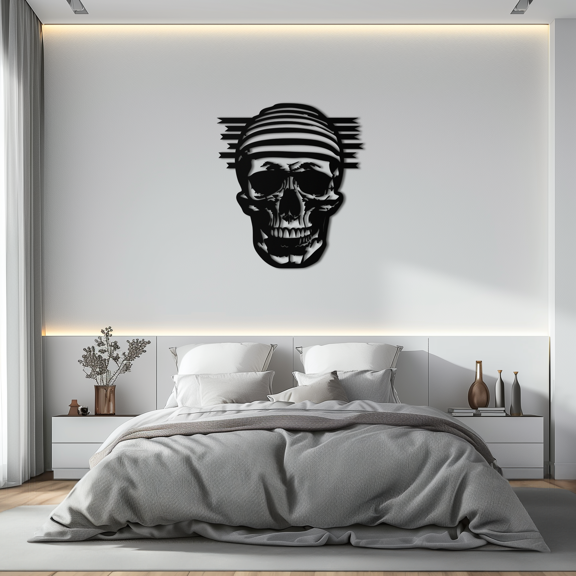 Skull Metal Wall Art - Bold and Edgy Steel Silhouette Decor- KAF477 - Tampa Home & Garden Store