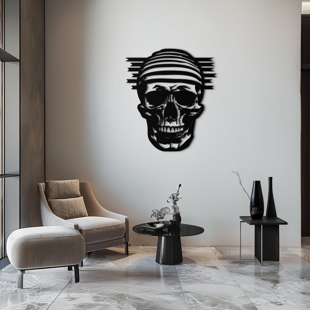 Skull Metal Wall Art - Bold and Edgy Steel Silhouette Decor- KAF477 - Tampa Home & Garden Store
