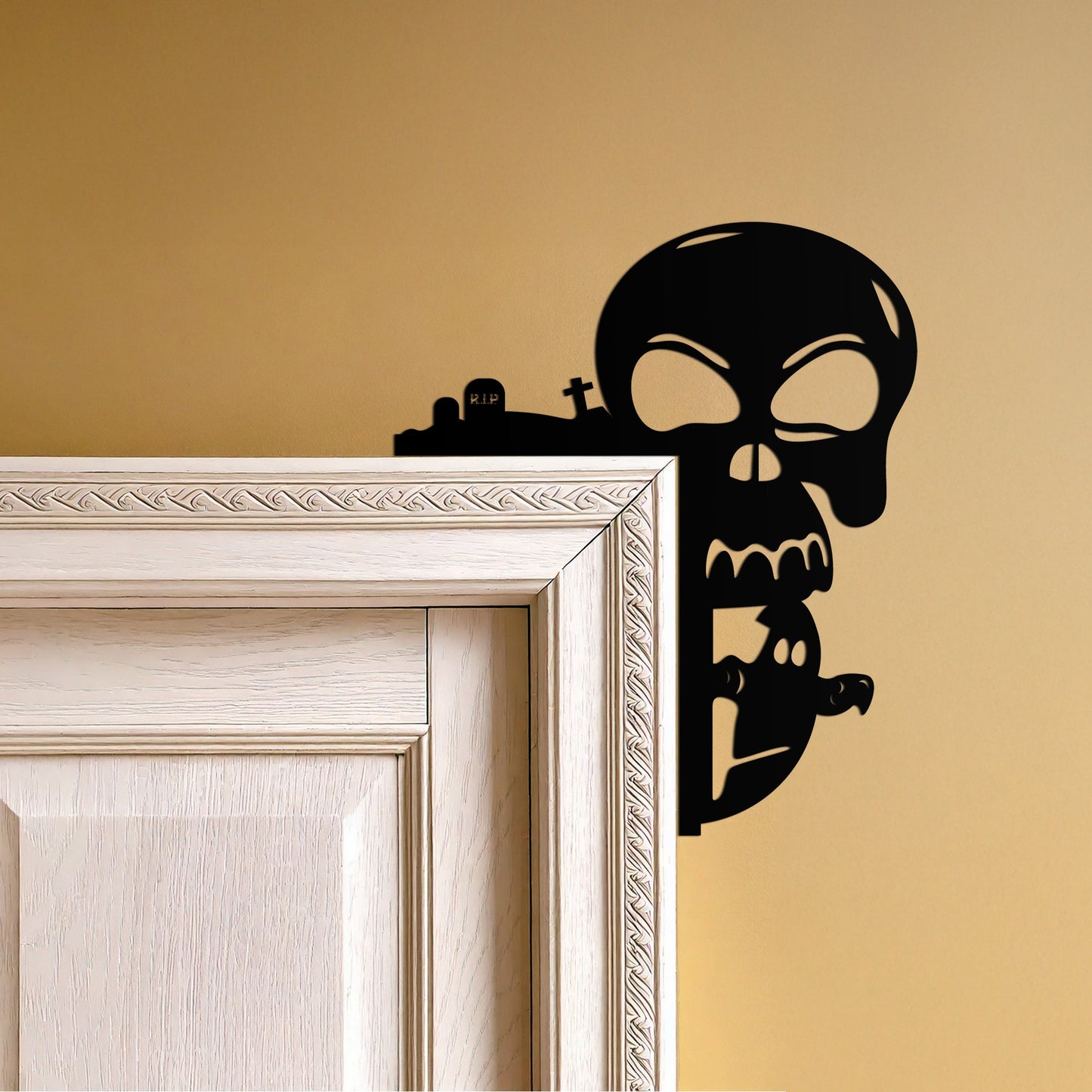 Skull and Bat Corner Metal Wall Art – Spooky Halloween Door Decor-KAF612 - Tampa Home & Garden Store
