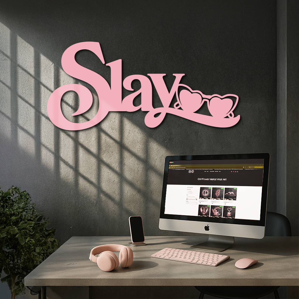 Slay Metal Wall Art – Heart Sunglasses Statement Design - KAFGP107 - Tampa Home & Garden Store