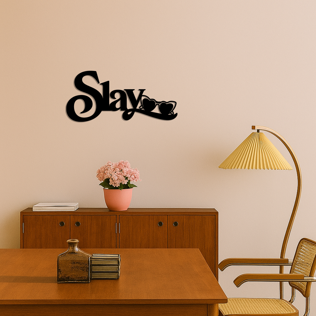 Slay Metal Wall Art – Heart Sunglasses Statement Design - KAFGP107 - Tampa Home & Garden Store