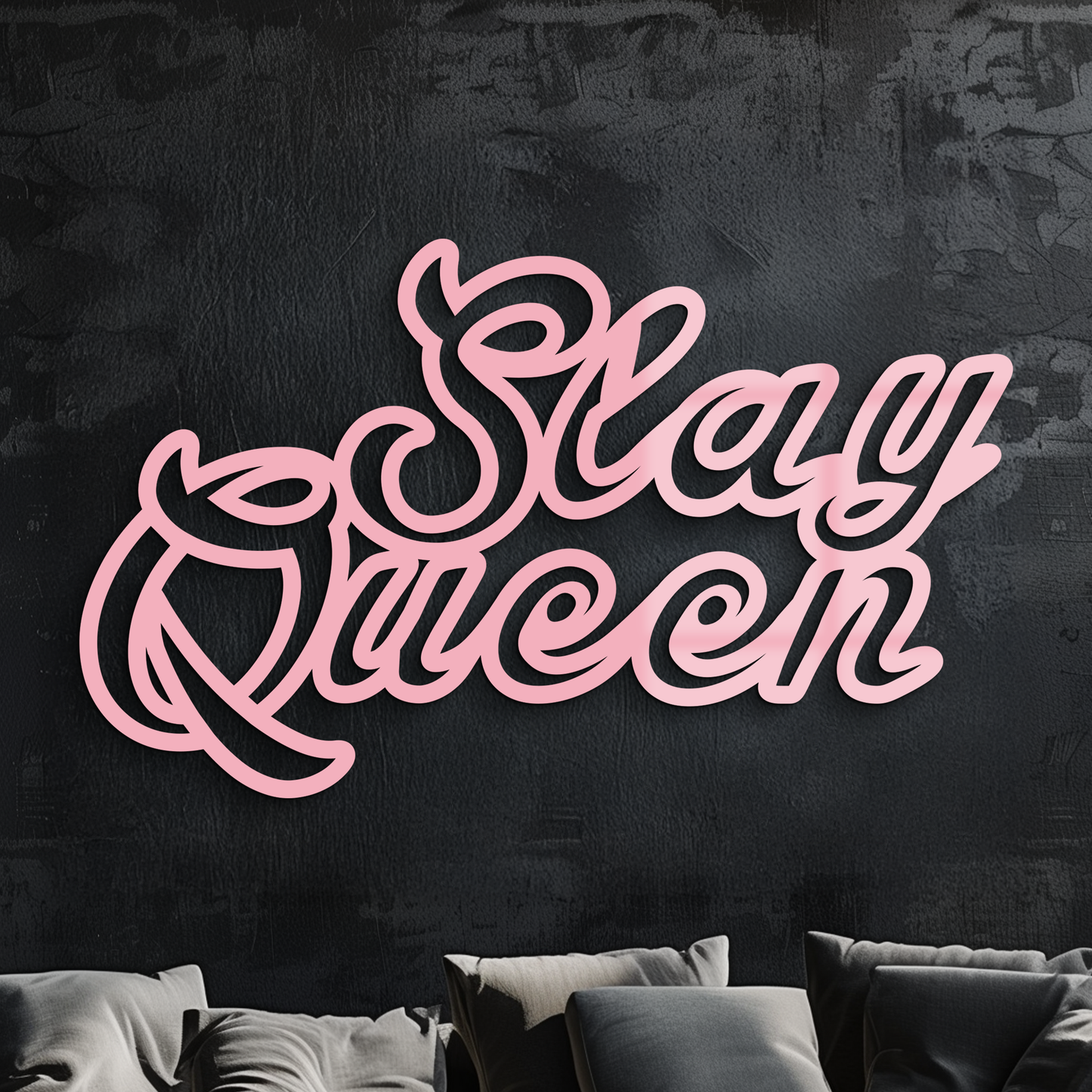 Slay Queen Typography Metal Wall Art – Feminine Empowerment Design - KAFGP106 - Tampa Home & Garden Store