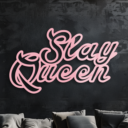 Slay Queen Typography Metal Wall Art – Feminine Empowerment Design - KAFGP106 - Tampa Home & Garden Store