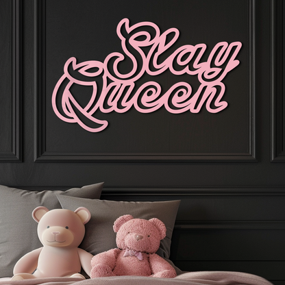 Slay Queen Typography Metal Wall Art – Feminine Empowerment Design - KAFGP106 - Tampa Home & Garden Store