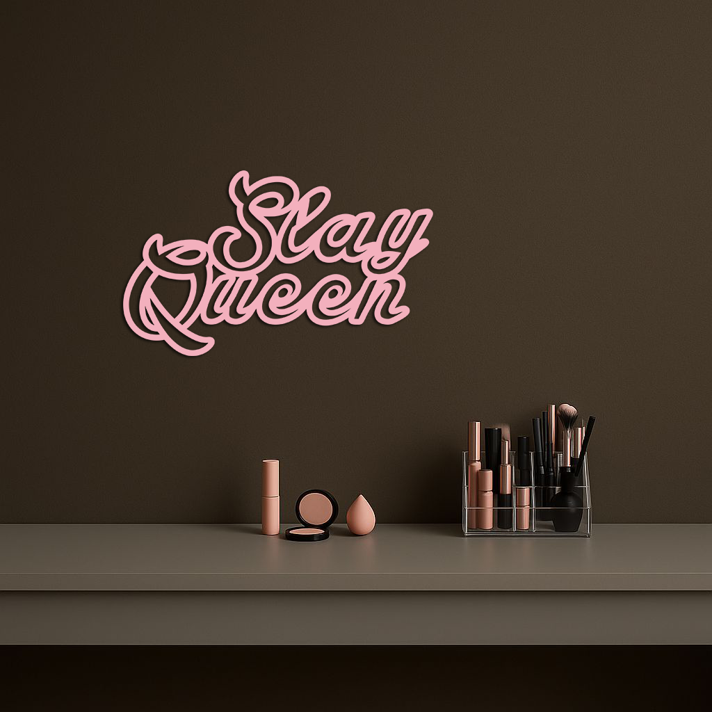 Slay Queen Typography Metal Wall Art – Feminine Empowerment Design - KAFGP106 - Tampa Home & Garden Store