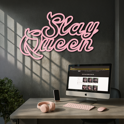 Slay Queen Typography Metal Wall Art – Feminine Empowerment Design - KAFGP106 - Tampa Home & Garden Store