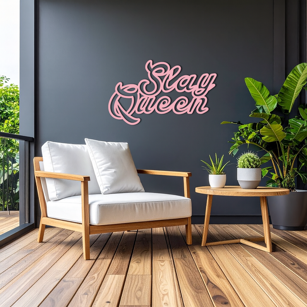 Slay Queen Typography Metal Wall Art – Feminine Empowerment Design - KAFGP106 - Tampa Home & Garden Store