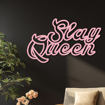 Slay Queen Typography Metal Wall Art – Feminine Empowerment Design - KAFGP106 - Tampa Home & Garden Store