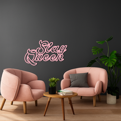 Slay Queen Typography Metal Wall Art – Feminine Empowerment Design - KAFGP106 - Tampa Home & Garden Store