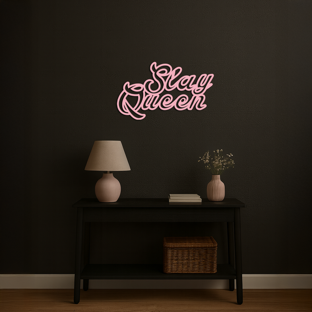 Slay Queen Typography Metal Wall Art – Feminine Empowerment Design - KAFGP106 - Tampa Home & Garden Store