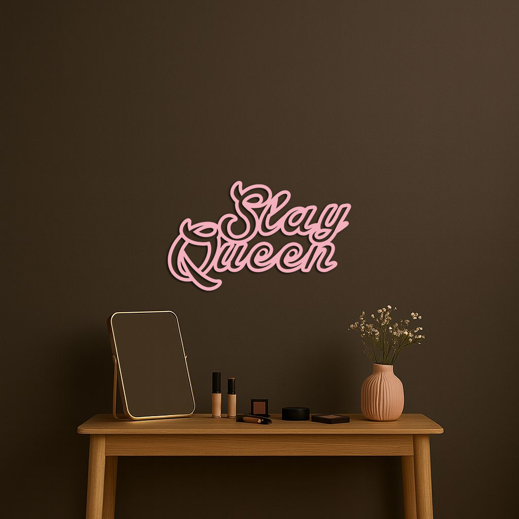 Slay Queen Typography Metal Wall Art – Feminine Empowerment Design - KAFGP106 - Tampa Home & Garden Store