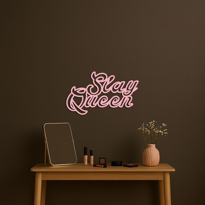 Slay Queen Typography Metal Wall Art – Feminine Empowerment Design - KAFGP106 - Tampa Home & Garden Store