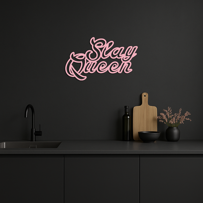 Slay Queen Typography Metal Wall Art – Feminine Empowerment Design - KAFGP106 - Tampa Home & Garden Store