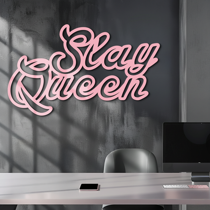 Slay Queen Typography Metal Wall Art – Feminine Empowerment Design - KAFGP106 - Tampa Home & Garden Store