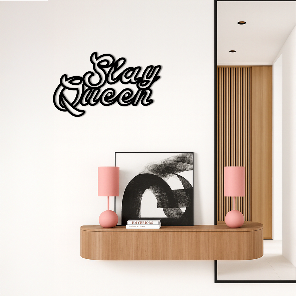 Slay Queen Typography Metal Wall Art – Feminine Empowerment Design - KAFGP106 - Tampa Home & Garden Store