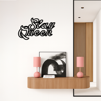 Slay Queen Typography Metal Wall Art – Feminine Empowerment Design - KAFGP106 - Tampa Home & Garden Store