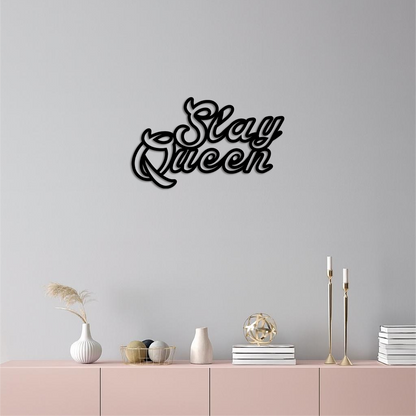 Slay Queen Typography Metal Wall Art – Feminine Empowerment Design - KAFGP106 - Tampa Home & Garden Store
