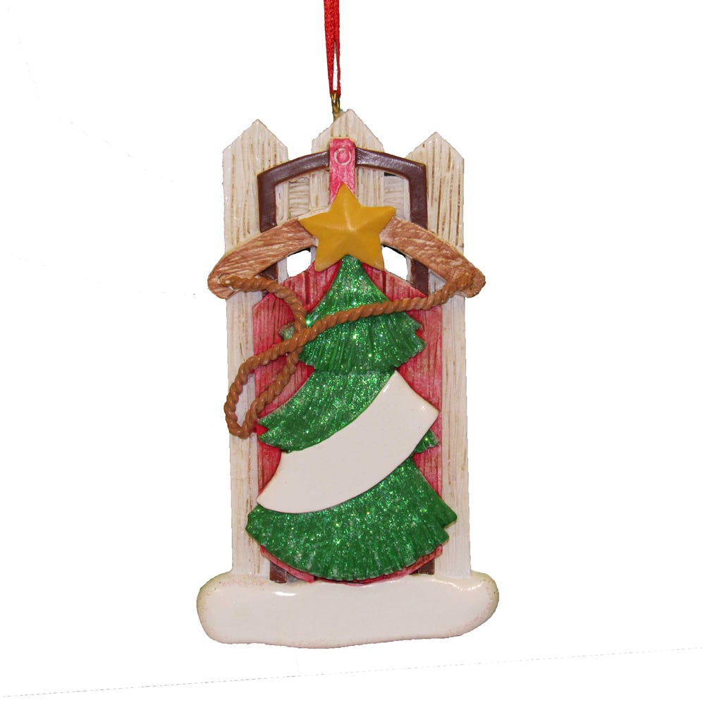 Sled With Tree Ornament - Tampa Home & Garden Store