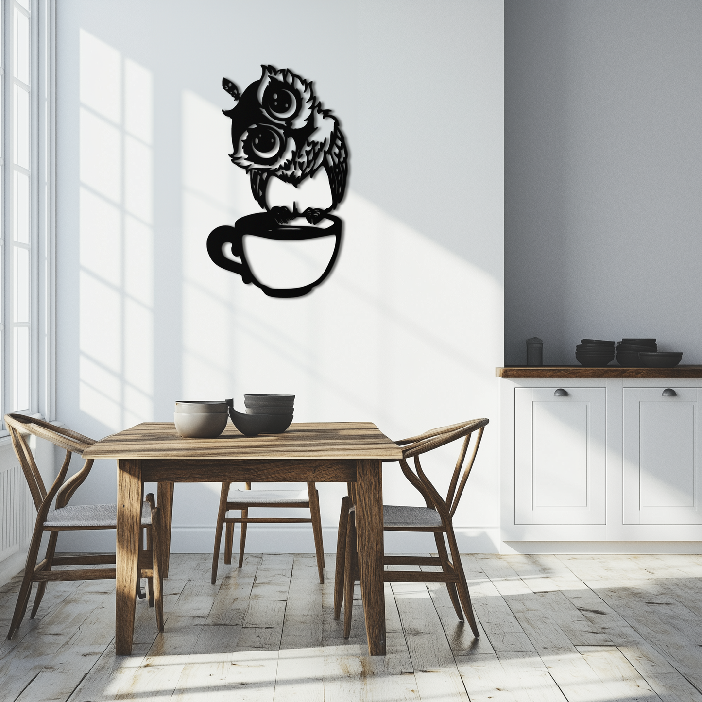 Sleepy Owl in Coffee Cup - Quirky Metal Wall Art for Coffee Lovers & Night Owls - KAF208 - Tampa Home & Garden Store