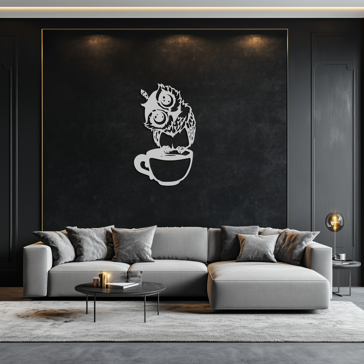 Sleepy Owl in Coffee Cup - Quirky Metal Wall Art for Coffee Lovers & Night Owls - KAF208 - Tampa Home & Garden Store