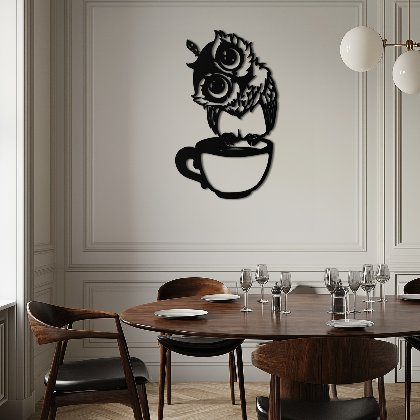 Sleepy Owl in Coffee Cup - Quirky Metal Wall Art for Coffee Lovers & Night Owls - KAF208 - Tampa Home & Garden Store