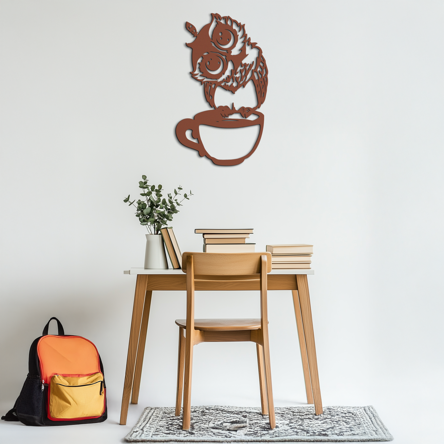 Sleepy Owl in Coffee Cup - Quirky Metal Wall Art for Coffee Lovers & Night Owls - KAF208 - Tampa Home & Garden Store
