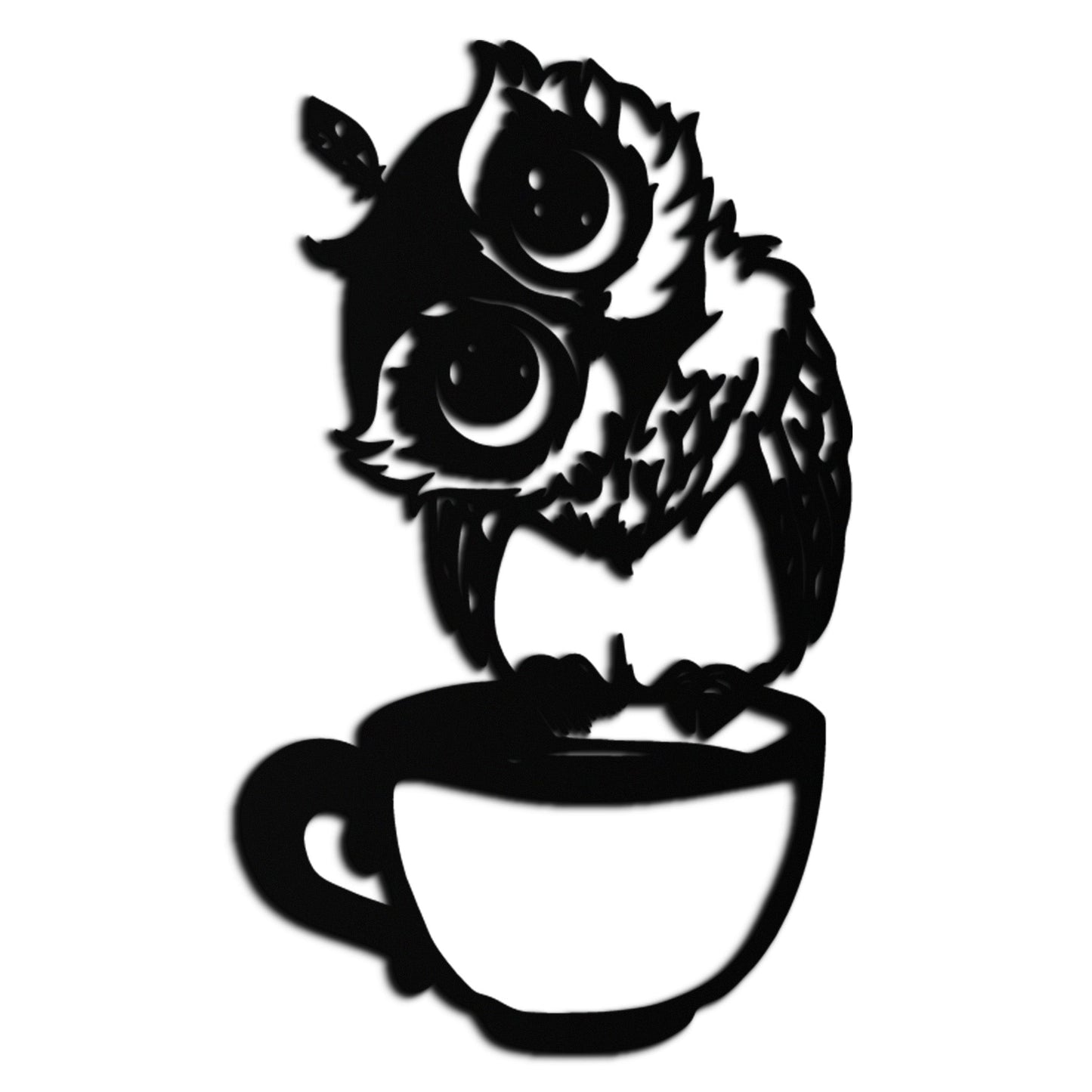 Sleepy Owl in Coffee Cup - Quirky Metal Wall Art for Coffee Lovers & Night Owls - KAF208 - Tampa Home & Garden Store