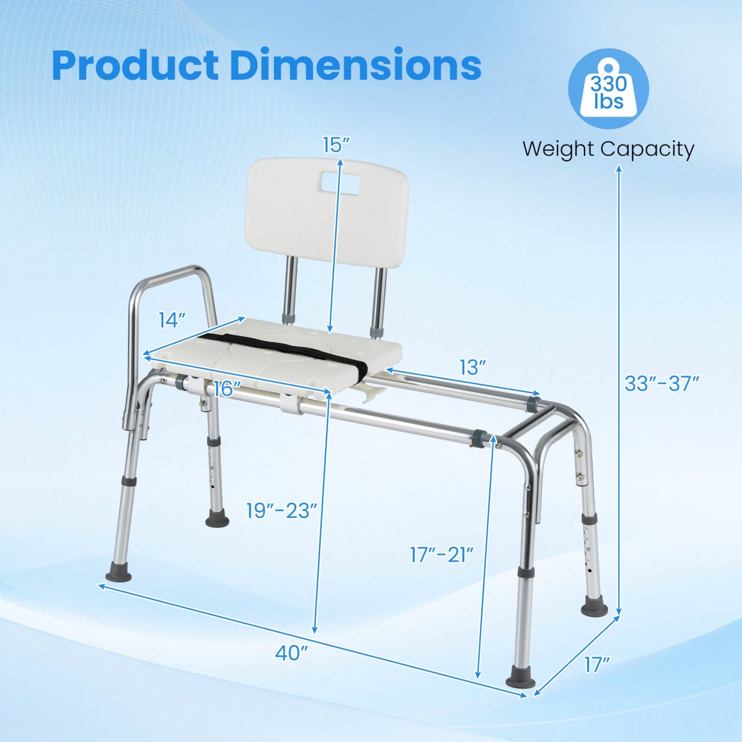DirectDeals Sliding Transfer Bench with Adjustable Height for Bathtub, white seat on Tampa Home & Garden Store