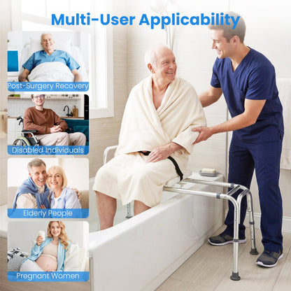 Sliding transfer bench with adjustable height; DirectDeals safety equipment with metal frame on Tampa Home & Garden Store