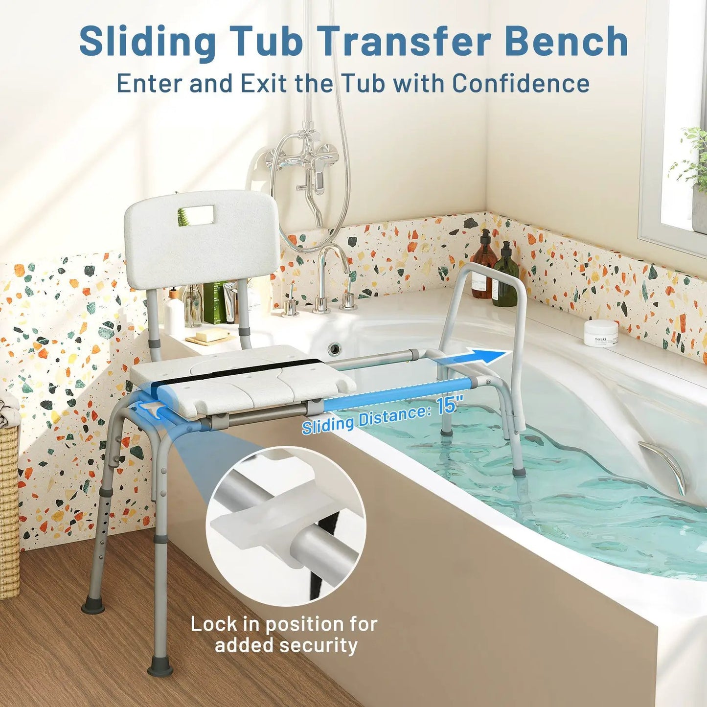 Sliding Tub Transfer Bench with Extra-Wide Seat