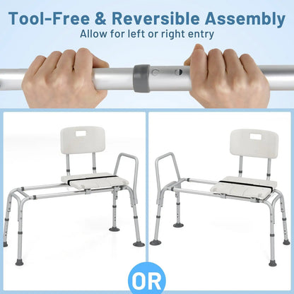 Sliding Tub Transfer Bench with Extra-Wide Seat