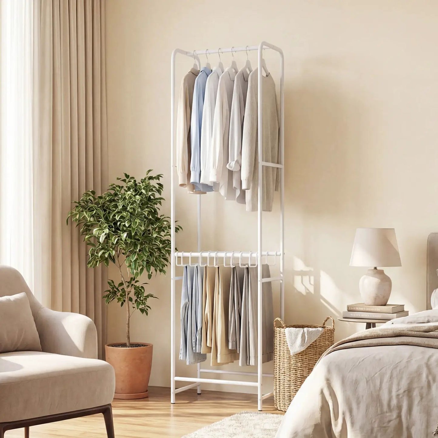 Freestanding Coat Rack With Eight Hanging Rods