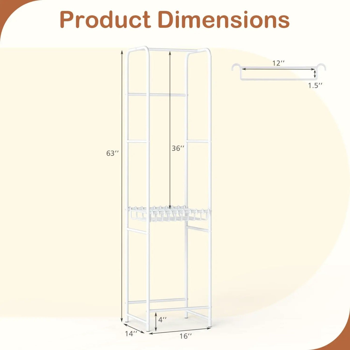 Freestanding Coat Rack With Eight Hanging Rods