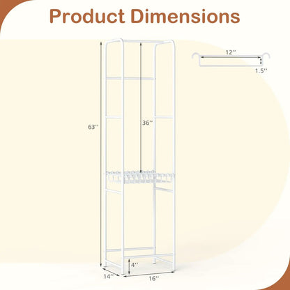 Freestanding Coat Rack With Eight Hanging Rods