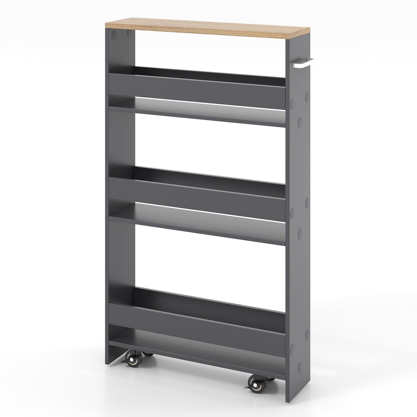 Rolling Kitchen Slim Storage Cart Mobile Shelving Organizer with Handle-Black