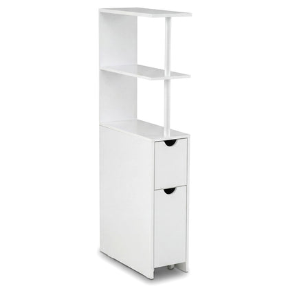 Slim Storage Freestanding Bathroom Cabinet with Open Shelves-White