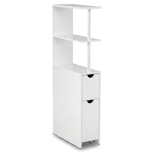 Slim Storage Freestanding Bathroom Cabinet with Open Shelves-White