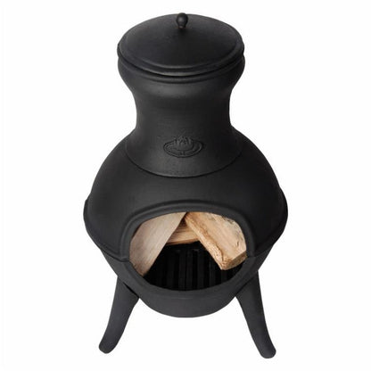 Small Black Outdoor Cast Iron Chimenea Wood Burning  Fire Pit - Tampa Home & Garden Store