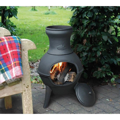 Small Black Outdoor Cast Iron Chimenea Wood Burning  Fire Pit - Tampa Home & Garden Store