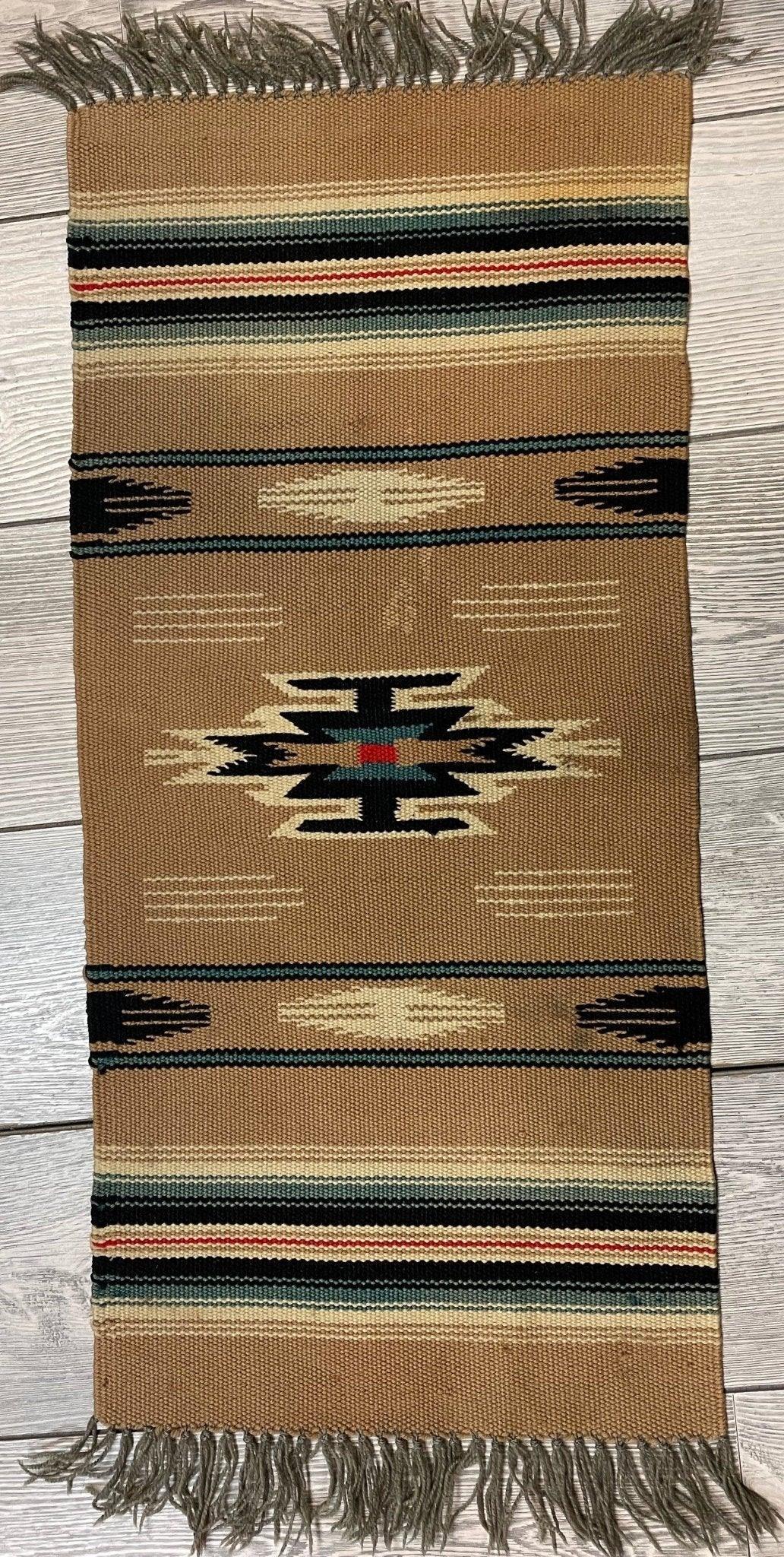 Small Mexican Hand Woven Kilim Rug 14''x30'' - Tampa Home & Garden Store