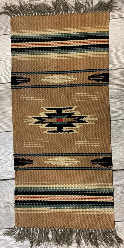 Small Mexican Hand Woven Kilim Rug 14''x30'' - Tampa Home & Garden Store