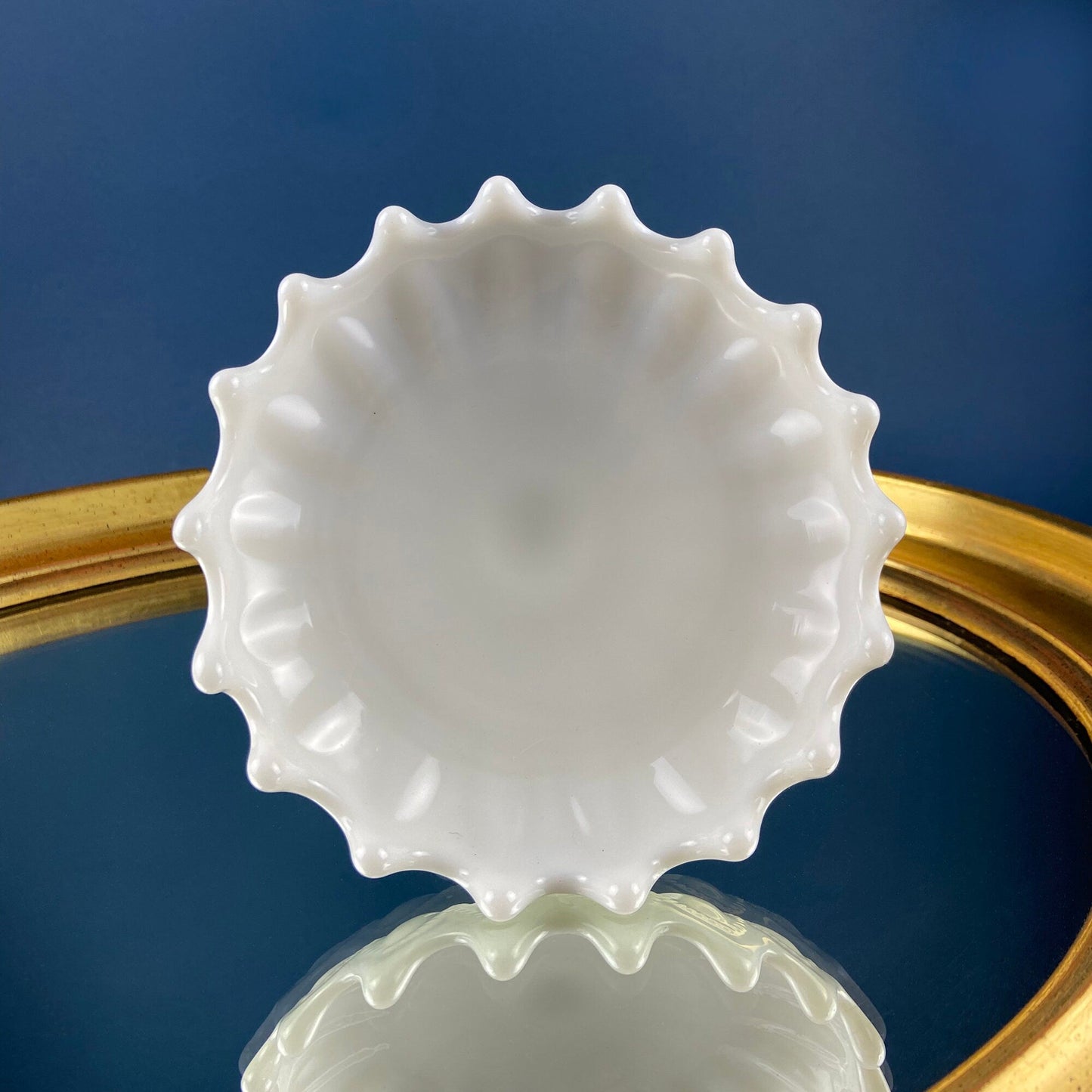 Small Milk Glass Footed Fruit or Candy Bowl with Scalloped Edge. Home Dining Room Kitchen Decor. White Serving Dish. Collectible Milk Glass. - Tampa Home & Garden Store
