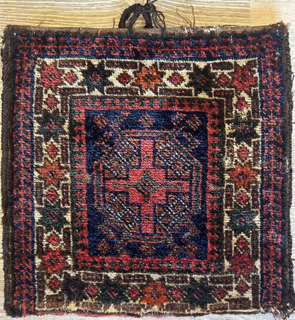 Small Vintage Kurdish Circa 1950s Wool on Wool Complete Bag - 14" X 14" - Tampa Home & Garden Store