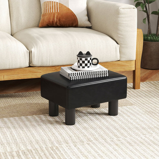 Small PU Leather Rectangular Seat Ottoman Footstool - Tampa Home & Garden Store