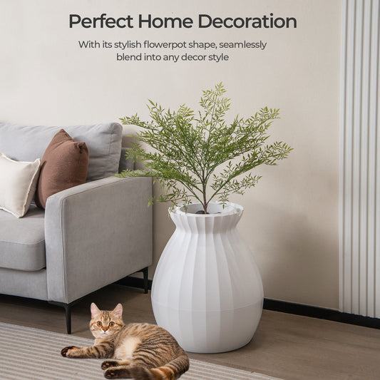 Smart Plant Cat Litter Box with Electronic Odor Removal and Sterilization-White - Tampa Home & Garden Store