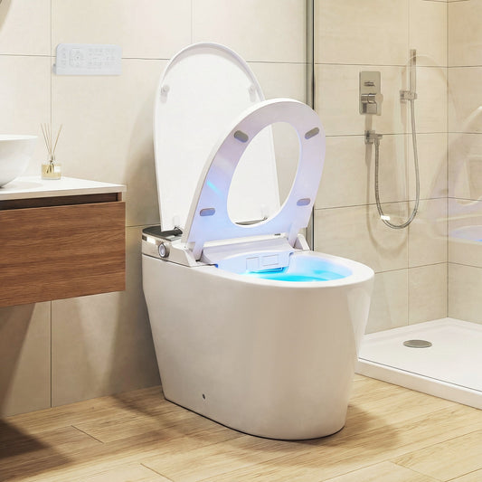 Smart Toilet with Built-in Bidet ADA Height with Auto Flush and Heated Seat and Remote-White - Tampa Home & Garden Store