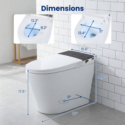Smart Toilet with Built-in Bidet ADA Height with Auto Flush and Heated Seat and Remote-White