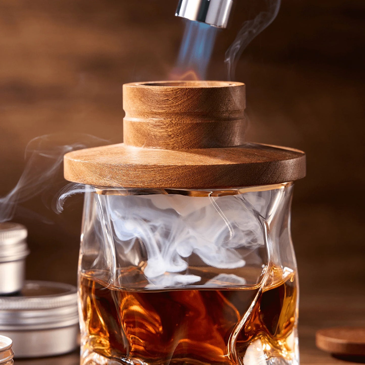 Crystal Whisky Smoker Glass With Torch and Dome