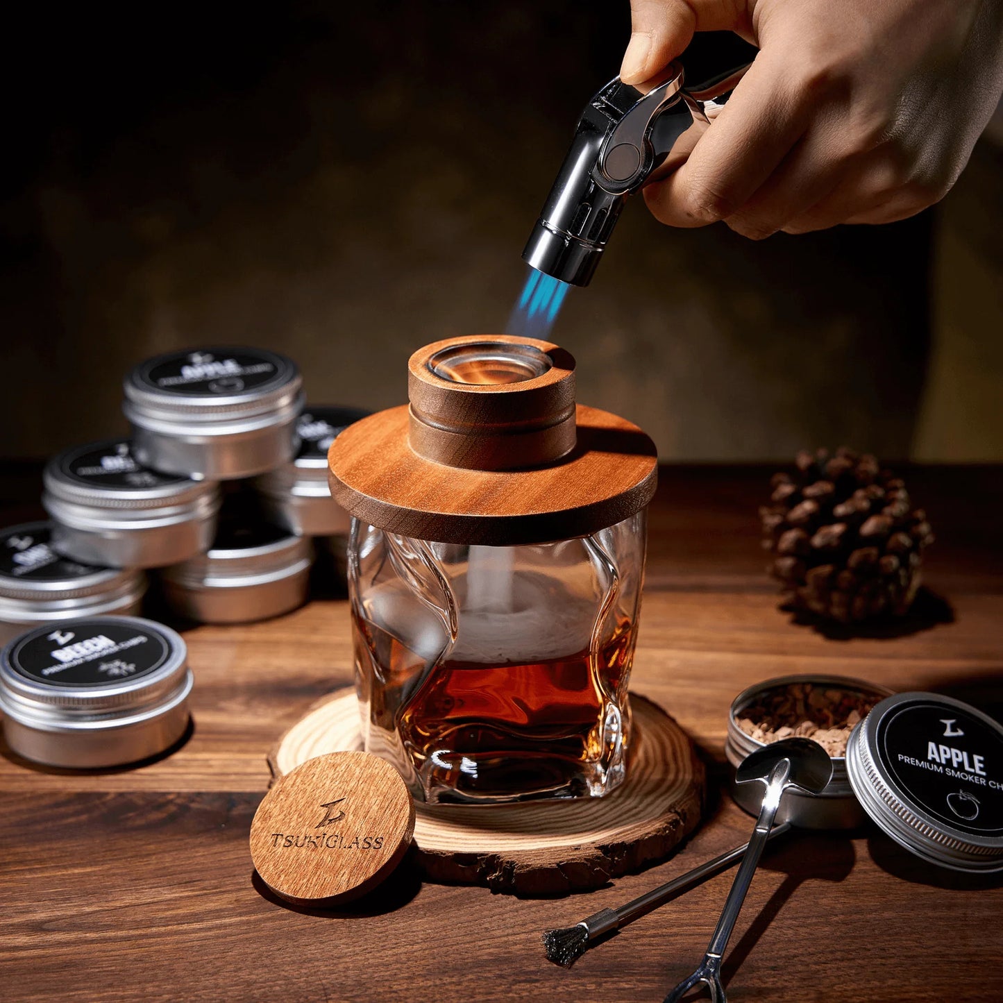 Crystal Whisky Smoker Glass With Torch and Dome