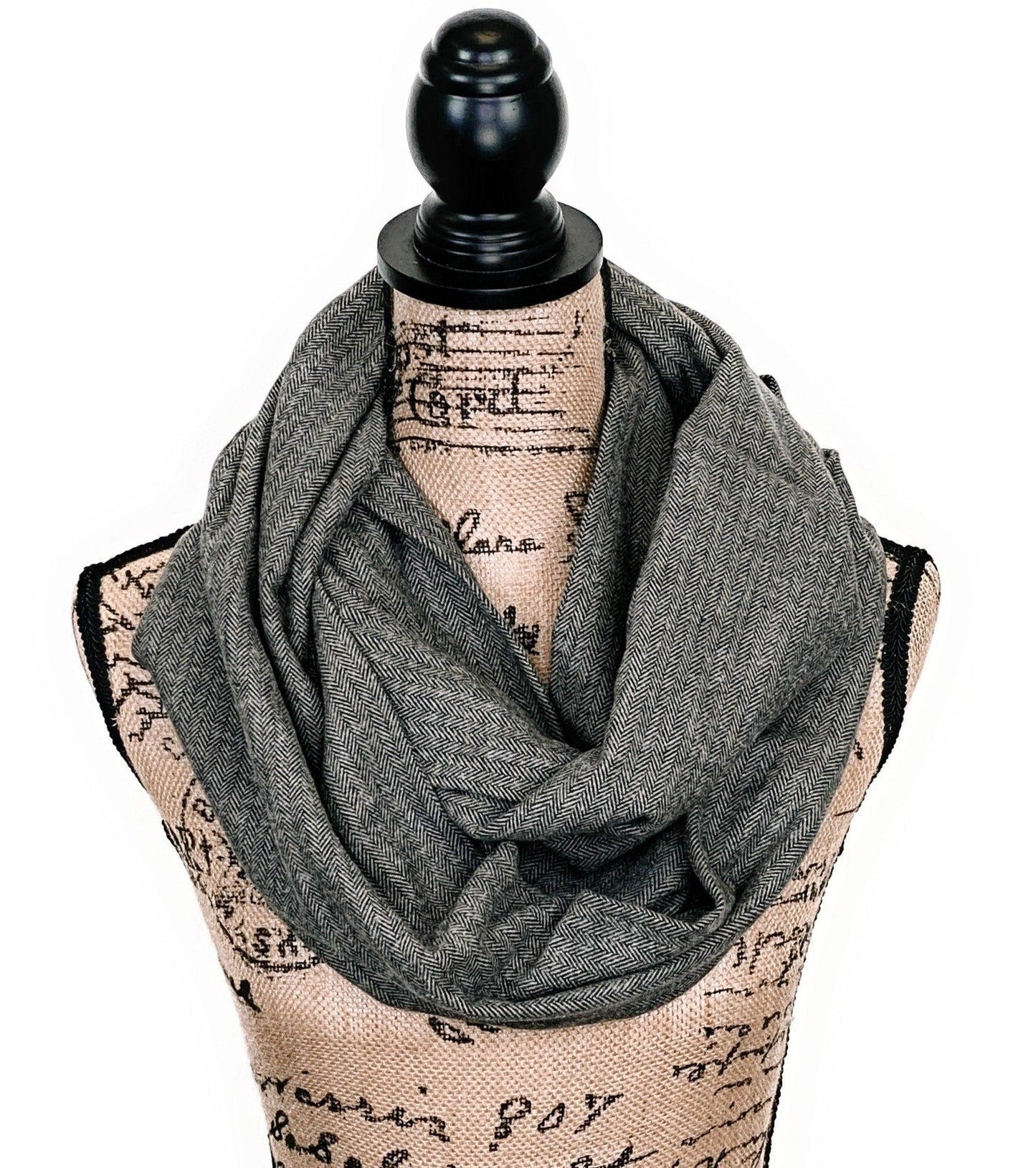 Smokey Gray and Black Herringbone Medium Weight Flannel Scarf - Tampa Home & Garden Store
